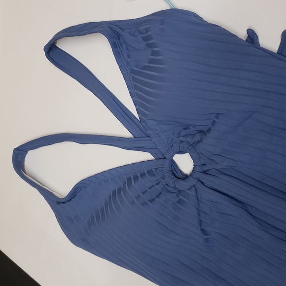 NEW! Wide-Ribbed Ring Detail Medium Coverage One Piece Swimsuit - Kona Sol, Blue - Picture 4 of 9